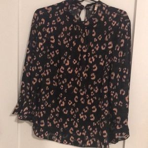 Rebecca Taylor leopard print mock neck blouse